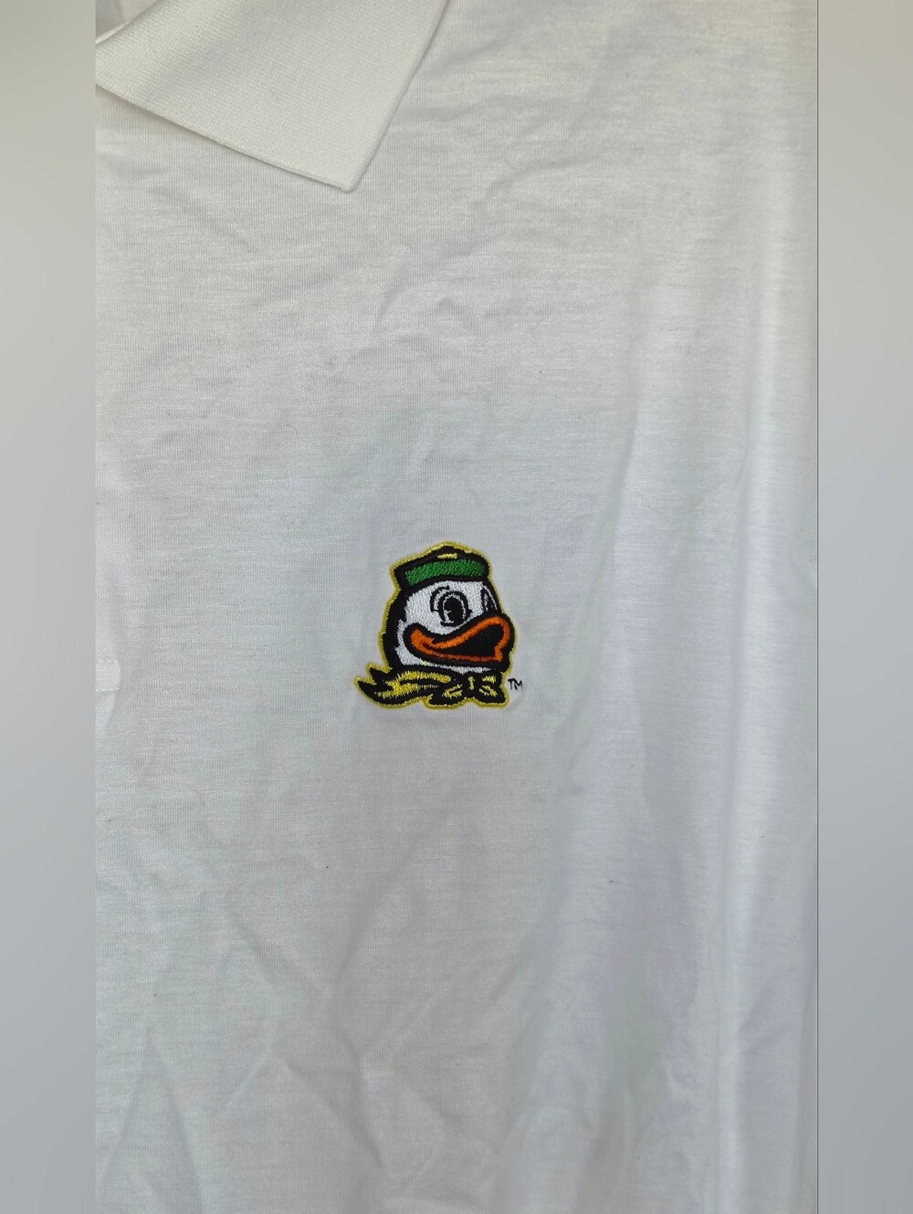 Peter Millar White Jersey Cotton Polo with Oregon Ducks Logo - Picture 2 of 7